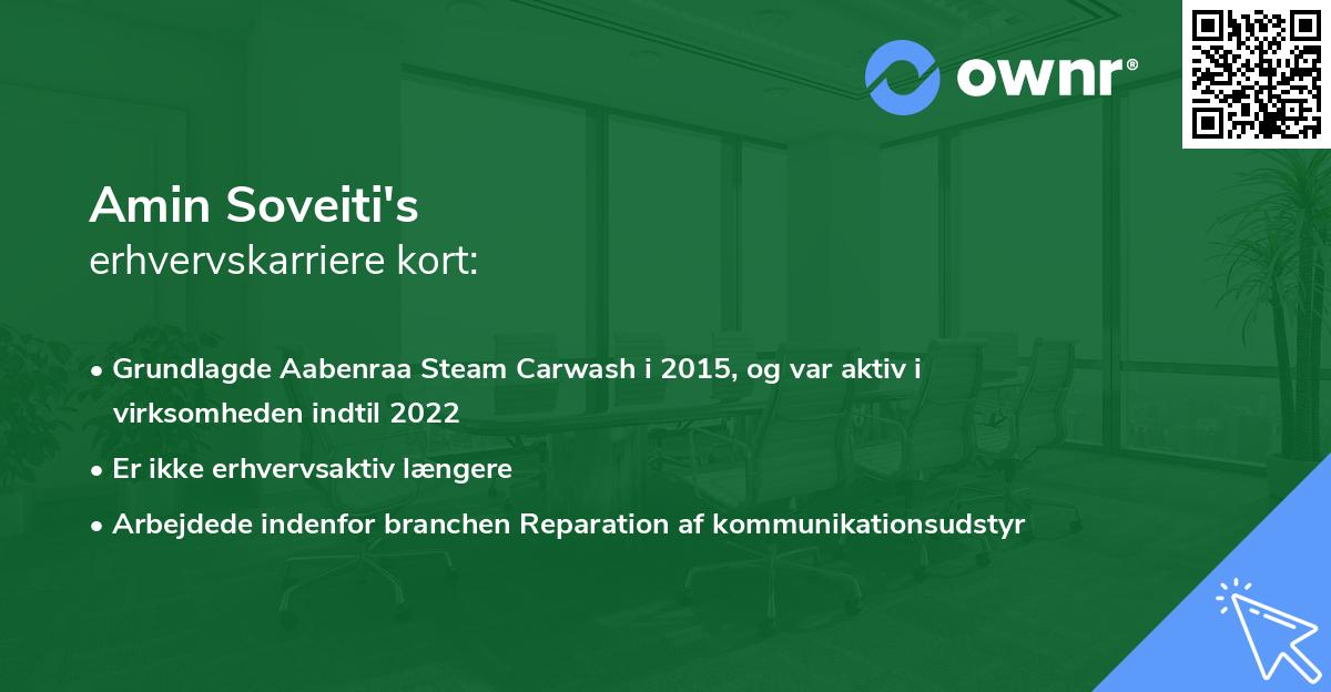 Amin Soveiti's erhvervskarriere kort