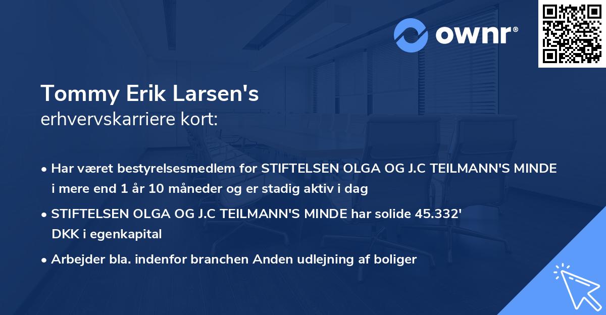 Tommy Erik Larsen's erhvervskarriere kort