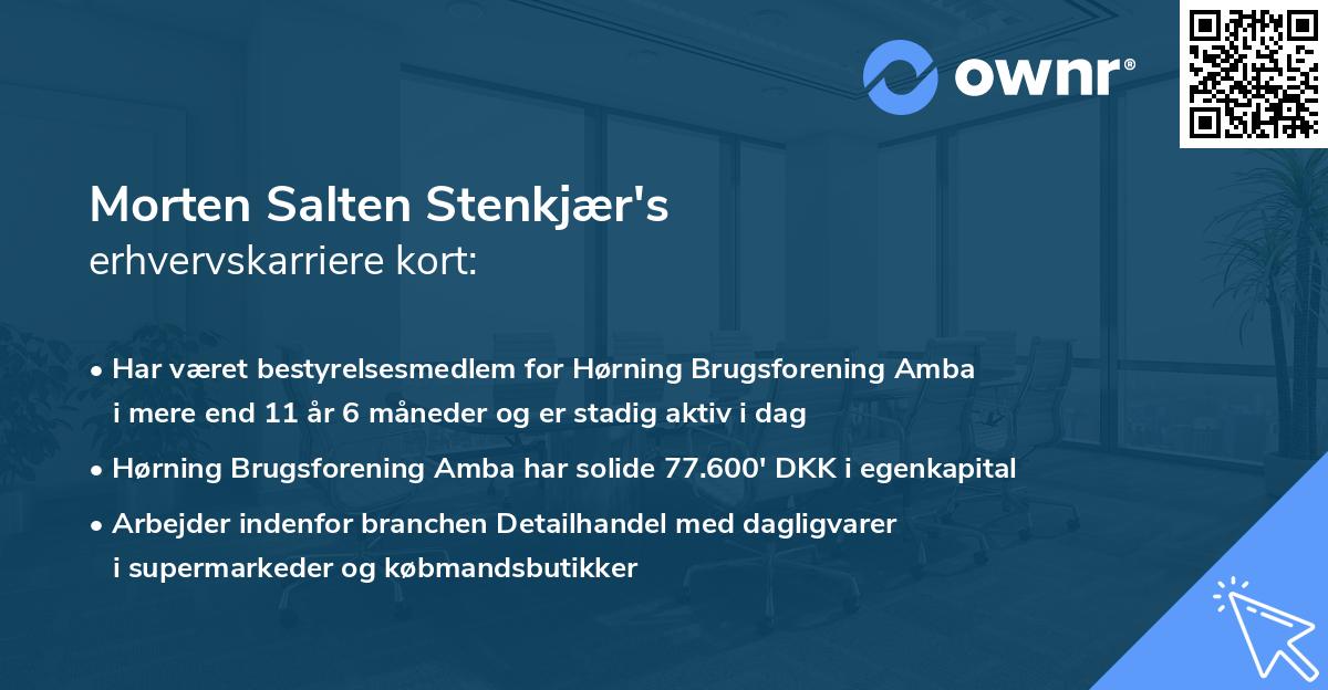 Morten Salten Stenkjær's erhvervskarriere kort