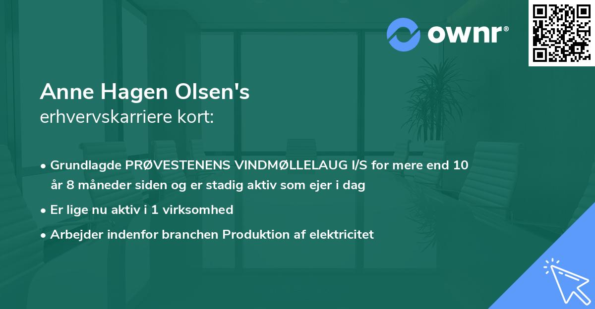 Anne Hagen Olsen's erhvervskarriere kort