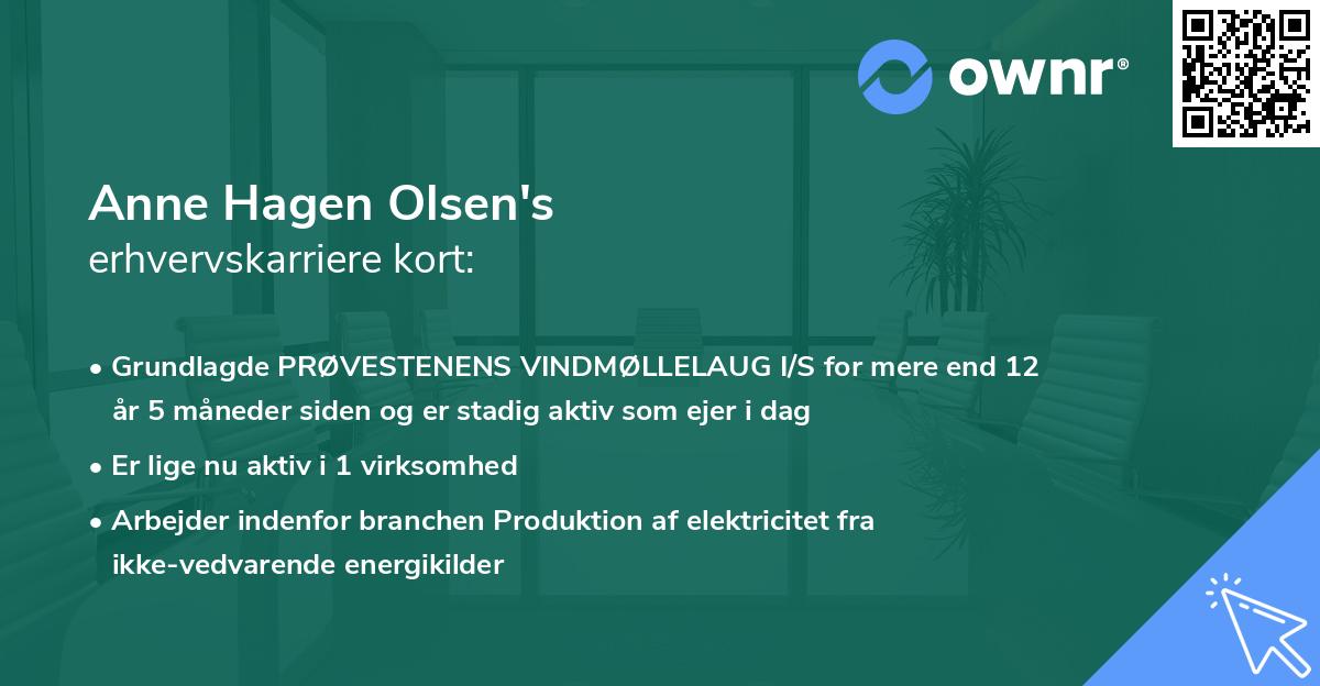 Anne Hagen Olsen's erhvervskarriere kort