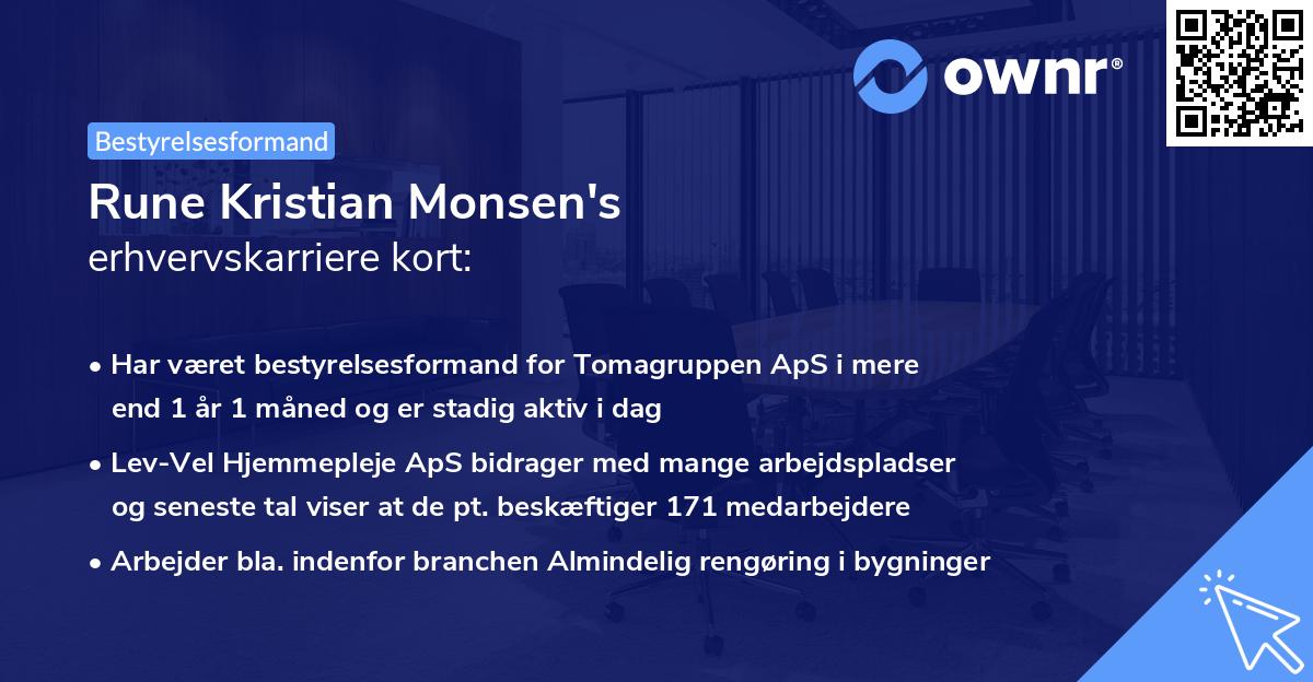 Rune Kristian Monsen's erhvervskarriere kort