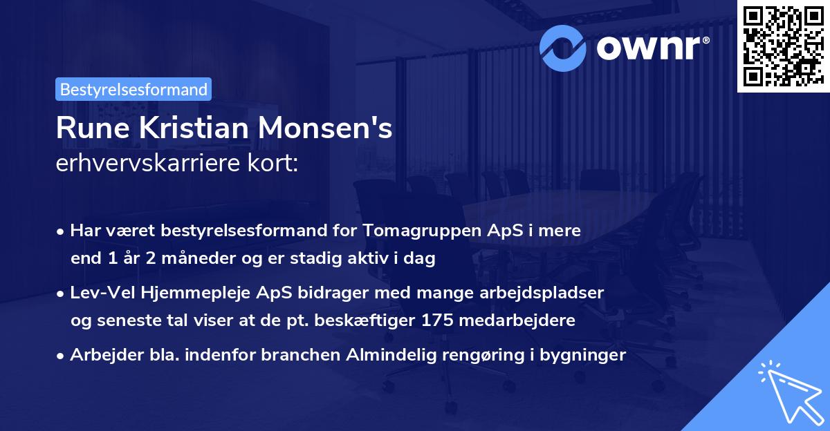 Rune Kristian Monsen's erhvervskarriere kort