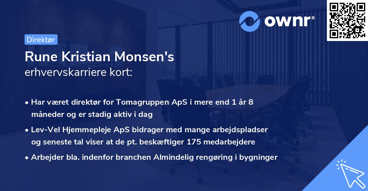 Rune Kristian Monsen's erhvervskarriere kort