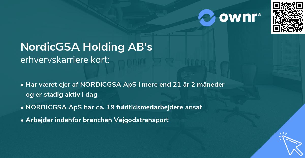 NordicGSA Holding AB's erhvervskarriere kort