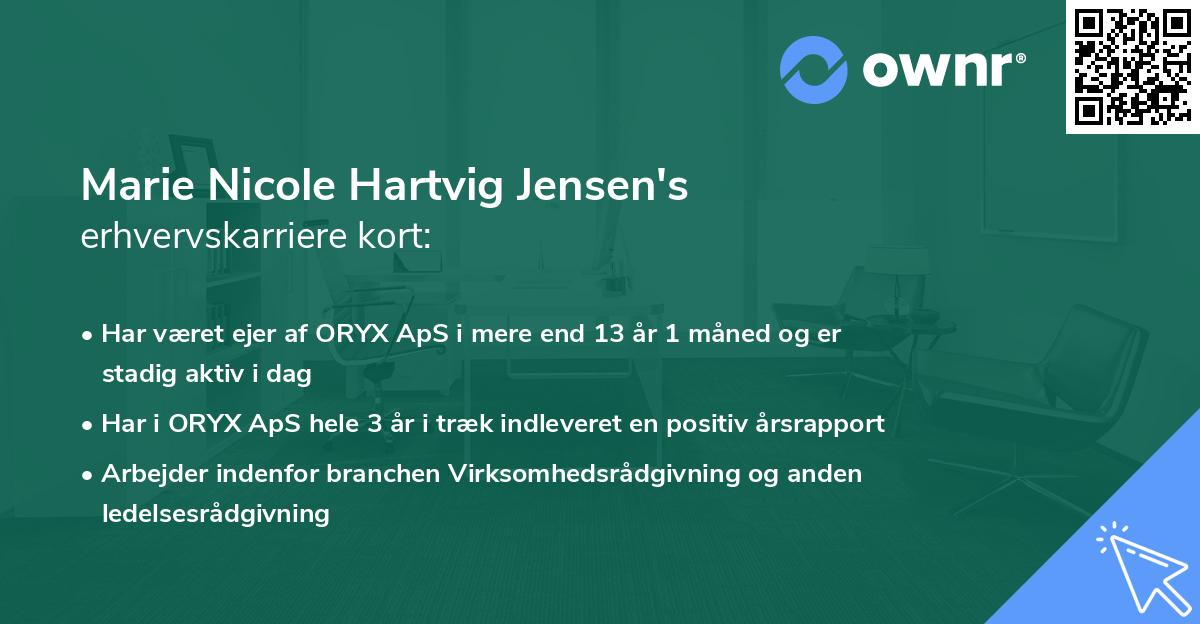 Marie Nicole Hartvig Jensen's erhvervskarriere kort