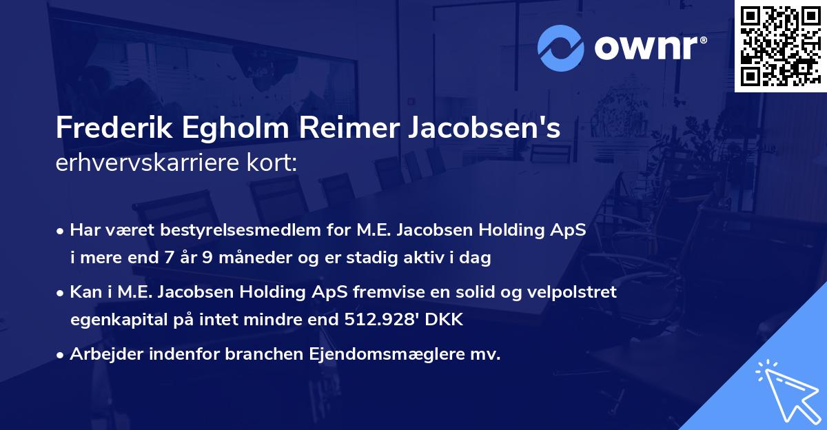 Frederik Egholm Reimer Jacobsen's erhvervskarriere kort