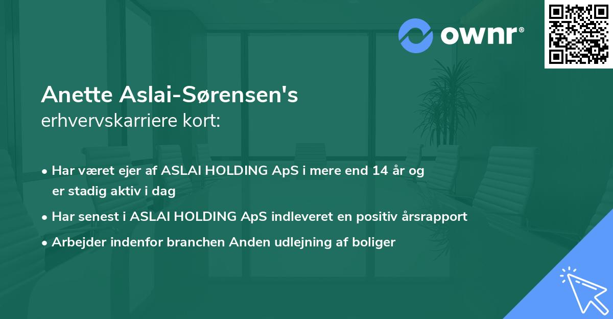 Anette Aslai-Sørensen's erhvervskarriere kort