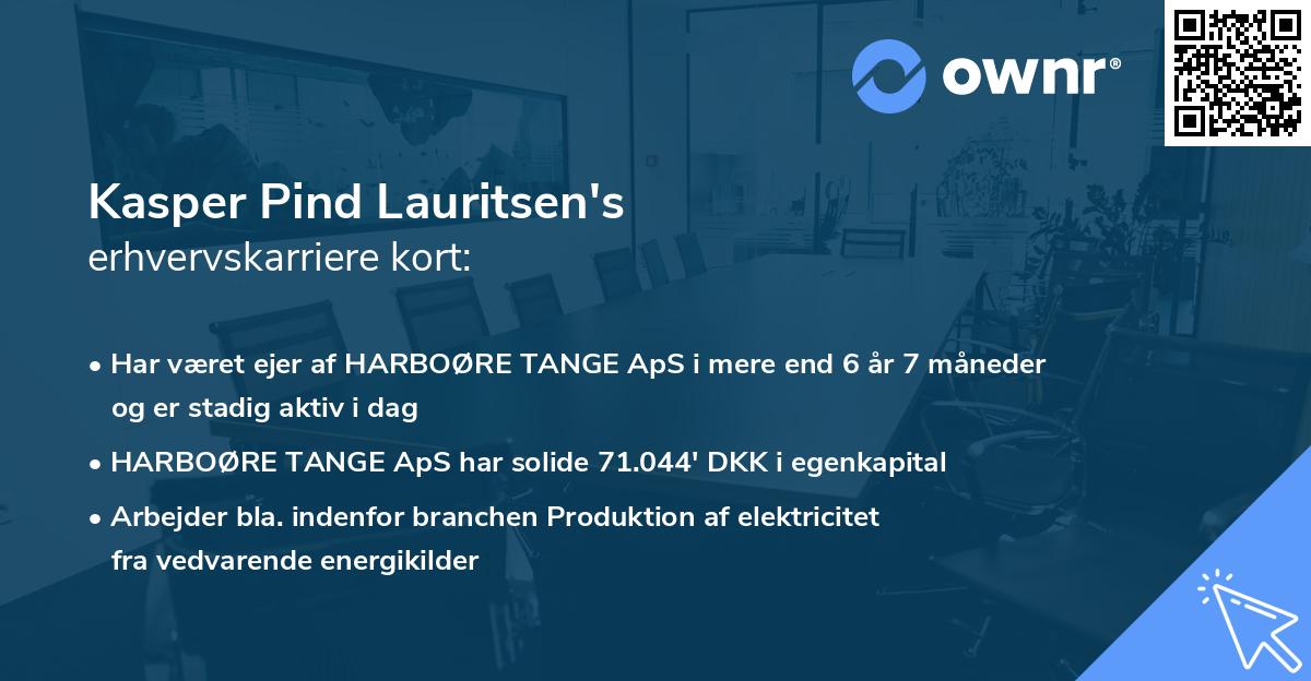 Kasper Pind Lauritsen's erhvervskarriere kort