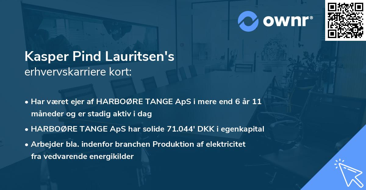 Kasper Pind Lauritsen's erhvervskarriere kort