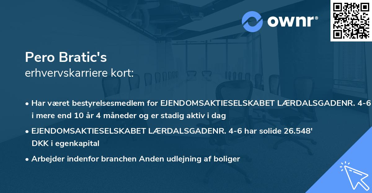 Pero Bratic's erhvervskarriere kort
