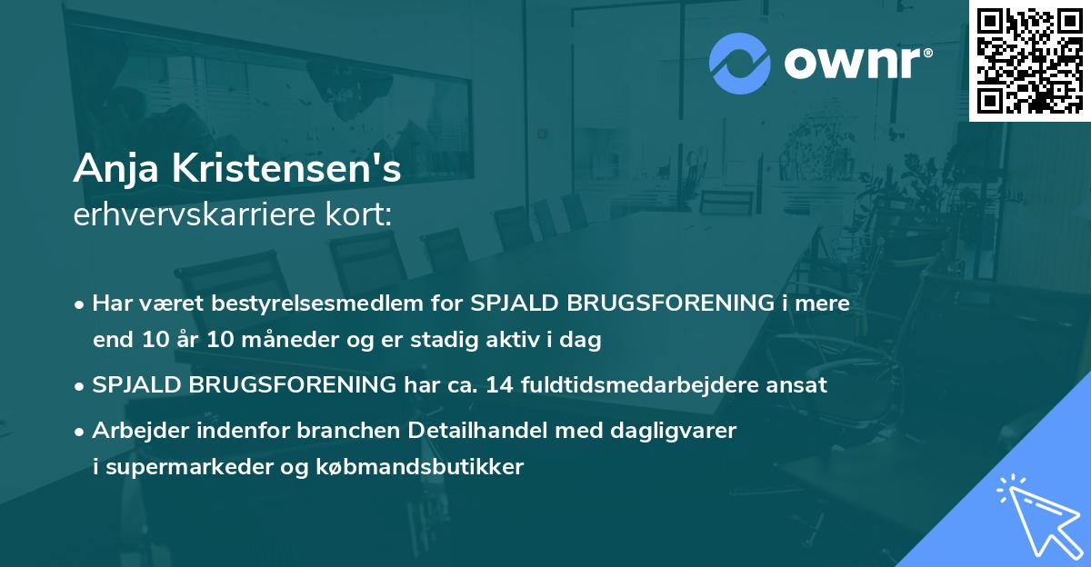 Anja Kristensen's erhvervskarriere kort