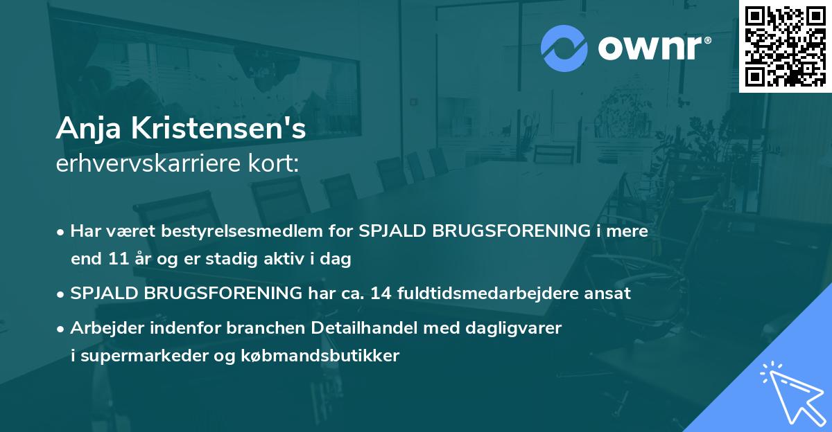 Anja Kristensen's erhvervskarriere kort