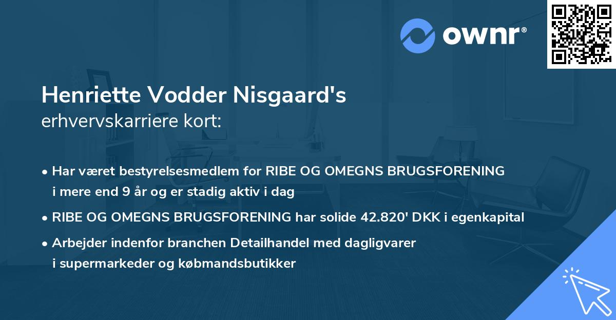 Henriette Vodder Nisgaard's erhvervskarriere kort