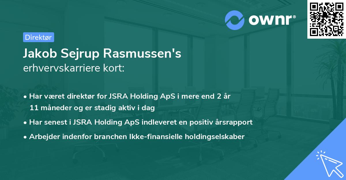 Jakob Sejrup Rasmussen's erhvervskarriere kort