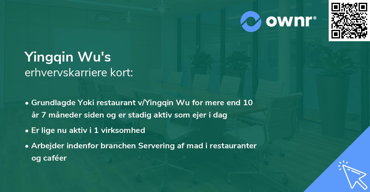Yingqin Wu's erhvervskarriere kort