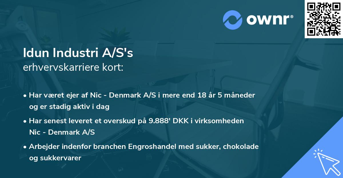 Idun Industri A/S's erhvervskarriere kort