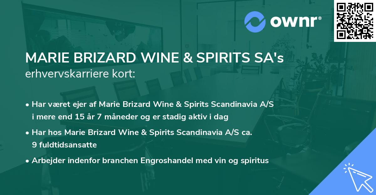 MARIE BRIZARD WINE & SPIRITS SA's erhvervskarriere kort