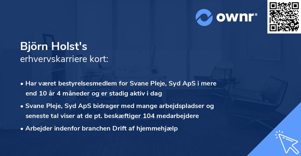 Björn Holst's erhvervskarriere kort