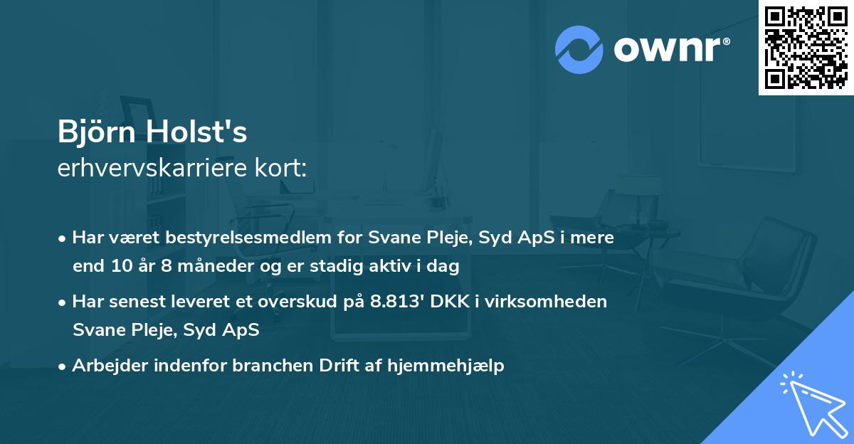 Björn Holst's erhvervskarriere kort