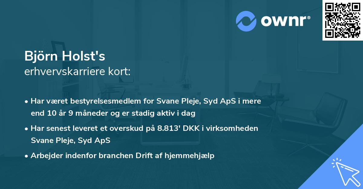 Björn Holst's erhvervskarriere kort