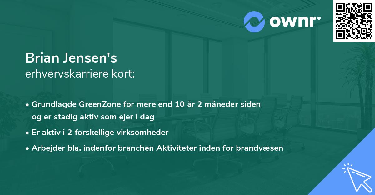 Brian Jensen's erhvervskarriere kort