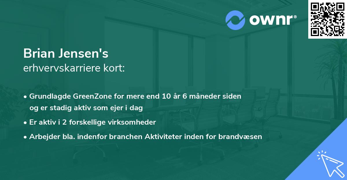 Brian Jensen's erhvervskarriere kort