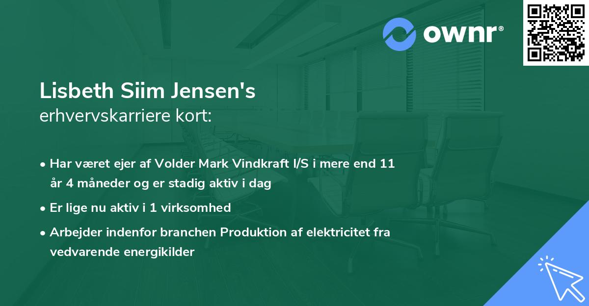Lisbeth Siim Jensen's erhvervskarriere kort