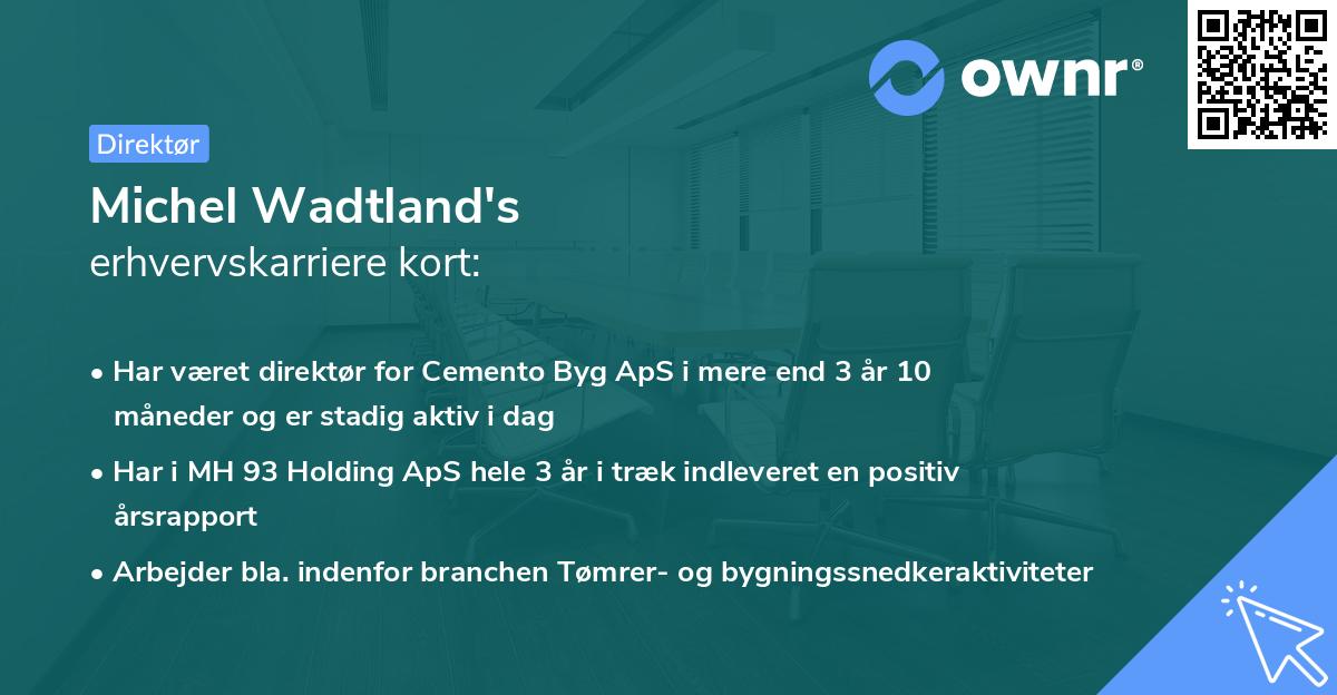 Michel Wadtland's erhvervskarriere kort