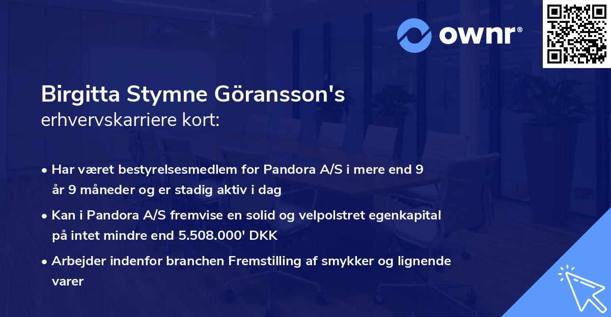 Birgitta Stymne Göransson's erhvervskarriere kort