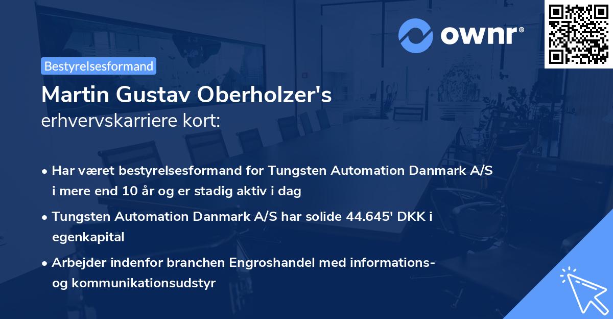 Martin Gustav Oberholzer's erhvervskarriere kort