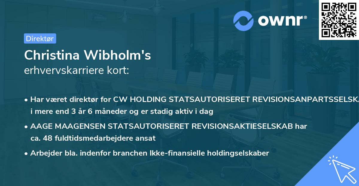 Christina Wibholm's erhvervskarriere kort