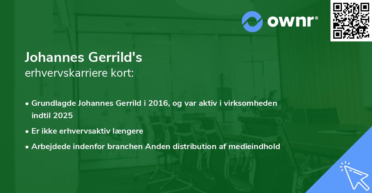 Johannes Gerrild's erhvervskarriere kort