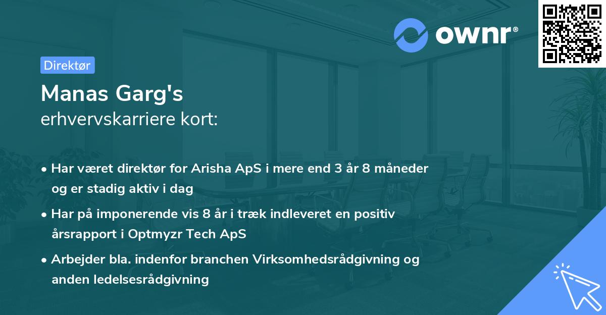 Manas Garg's erhvervskarriere kort