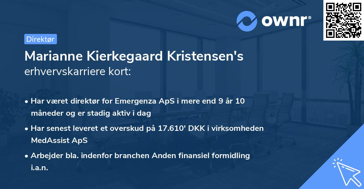 Marianne Kierkegaard Kristensen's erhvervskarriere kort