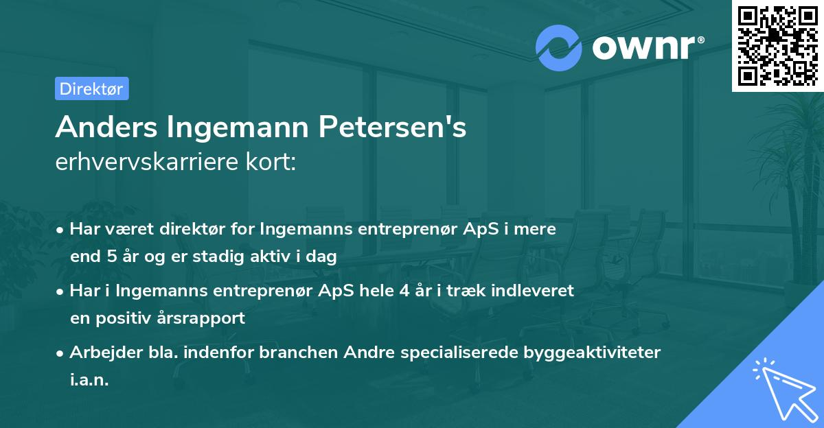 Anders Ingemann Petersen's erhvervskarriere kort