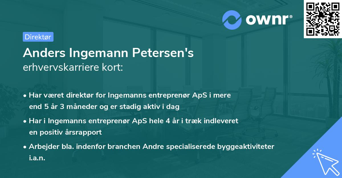 Anders Ingemann Petersen's erhvervskarriere kort