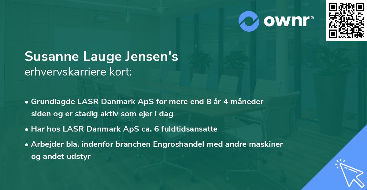 Susanne Lauge Jensen's erhvervskarriere kort