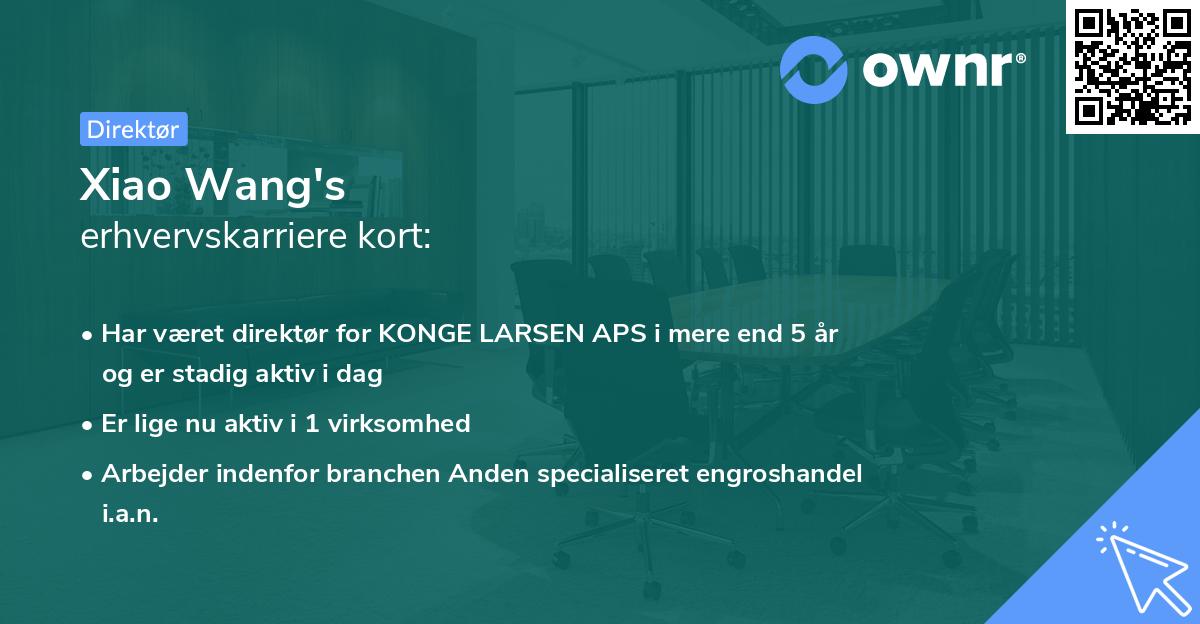 Xiao Wang's erhvervskarriere kort