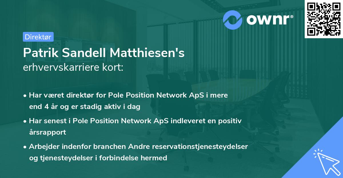 Patrik Sandell Matthiesen's erhvervskarriere kort