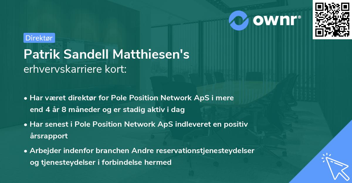 Patrik Sandell Matthiesen's erhvervskarriere kort