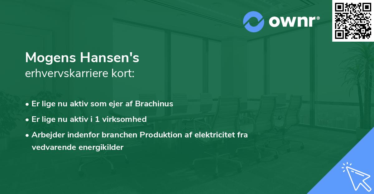 Mogens Hansen's erhvervskarriere kort