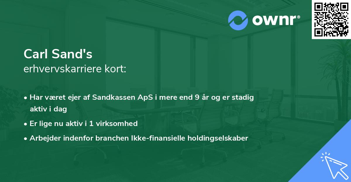 Carl Sand's erhvervskarriere kort