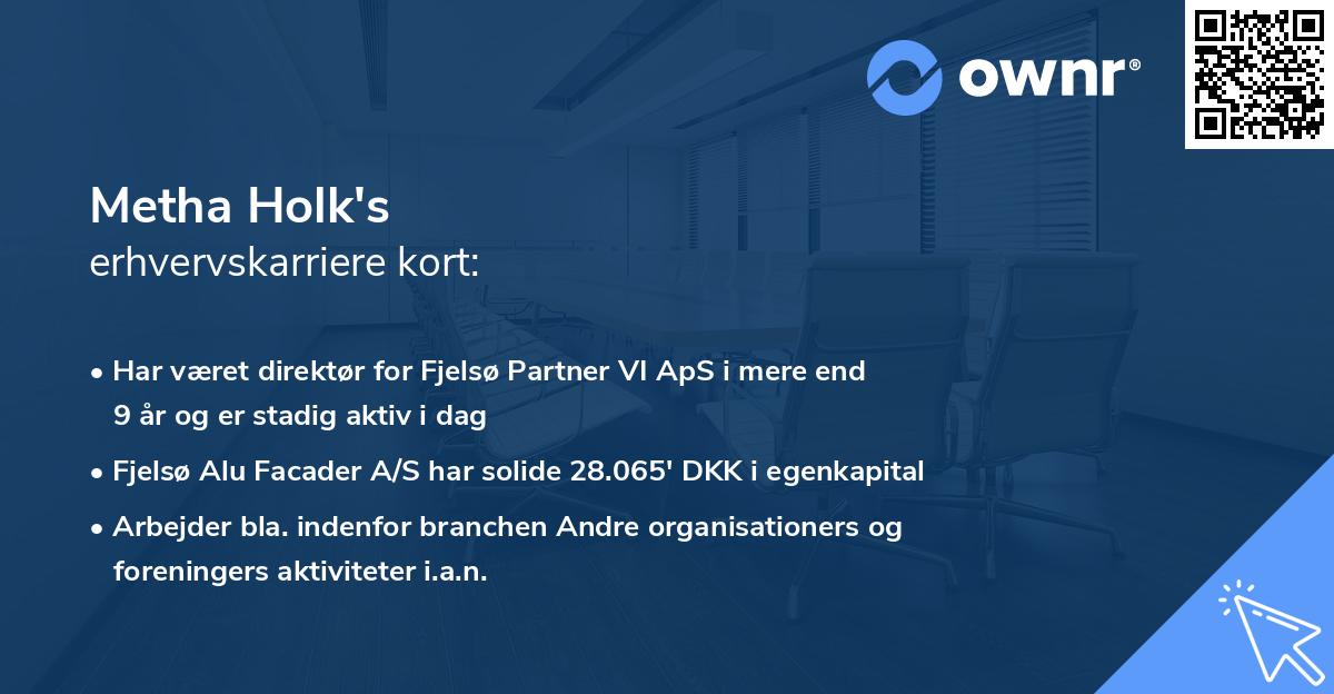 Metha Holk's erhvervskarriere kort