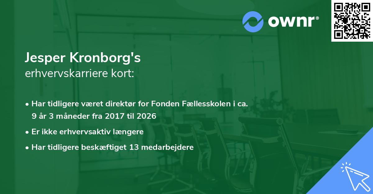 Jesper Kronborg's erhvervskarriere kort