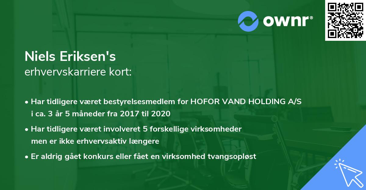 Niels Eriksen's erhvervskarriere kort