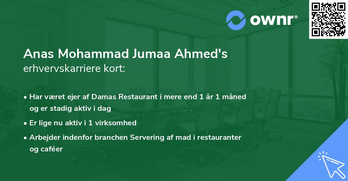 Anas Mohammad Jumaa Ahmed's erhvervskarriere kort