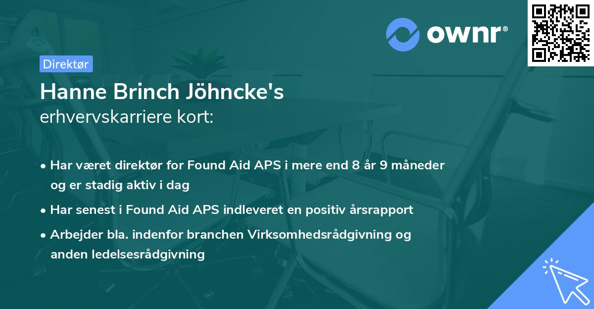 Hanne Brinch Jöhncke's erhvervskarriere kort