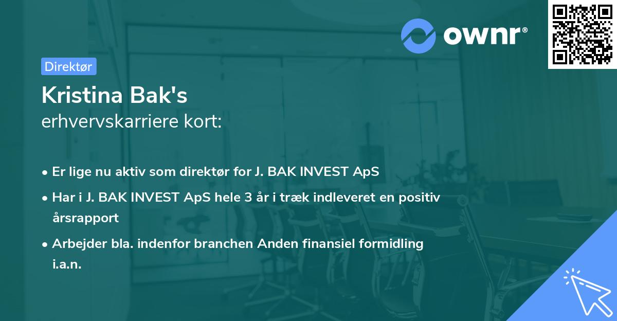 Kristina Bak's erhvervskarriere kort