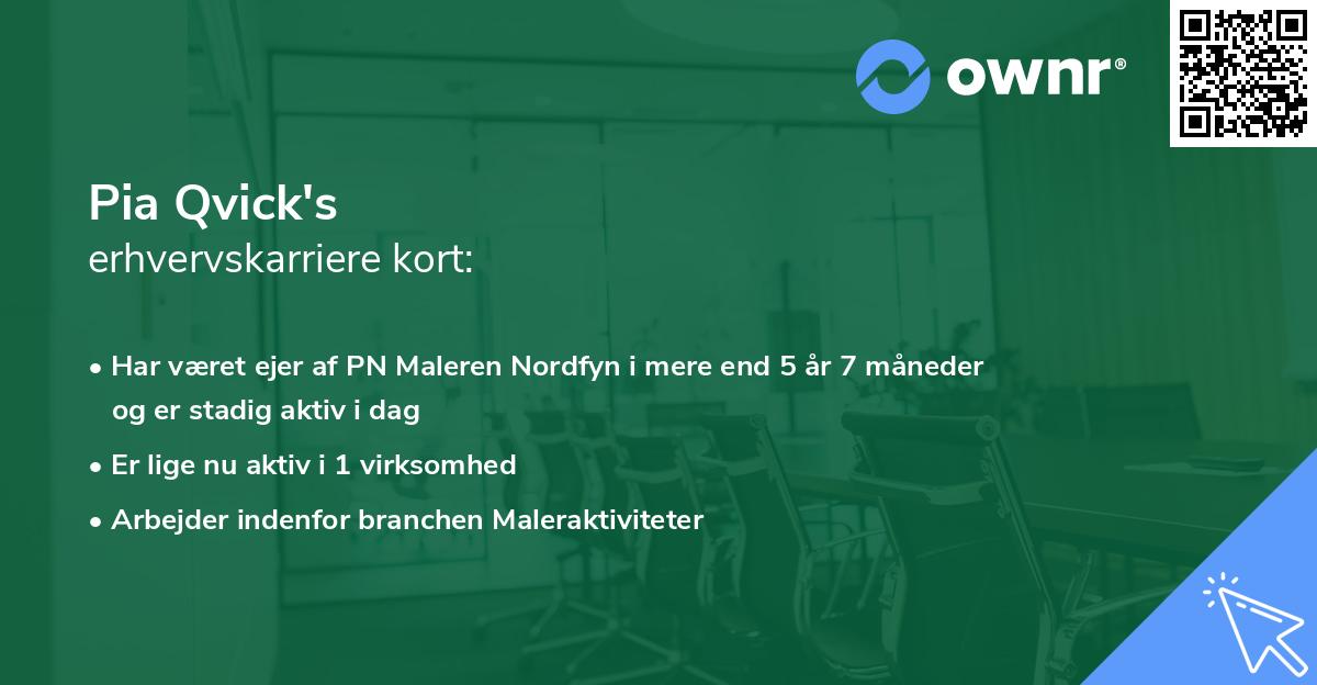 Pia Qvick's erhvervskarriere kort